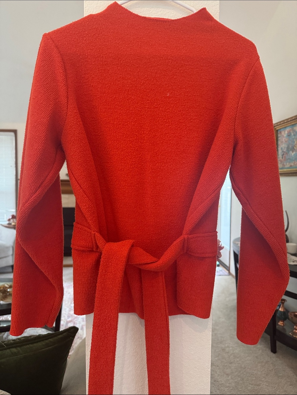 Zara Red Belted Knit Cardigan